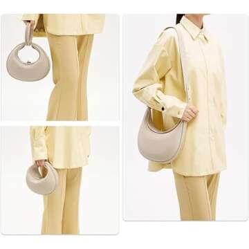 Lushandy PU Leather Crescent Bag Crossbody Purses for Women Luna Bag 4 In 1 Cute Shoulder Bag Half Moon Bag Hobo Clutch Purse