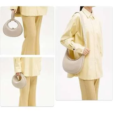 Lushandy PU Leather Crescent Bag Crossbody Purses for Women Luna Bag 4 In 1 Cute Shoulder Bag Half Moon Bag Hobo Clutch Purse