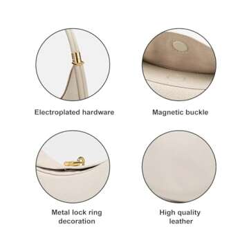 Lushandy PU Leather Crescent Bag Crossbody Purses for Women Luna Bag 4 In 1 Cute Shoulder Bag Half Moon Bag Hobo Clutch Purse