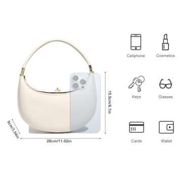 Lushandy PU Leather Crescent Bag Crossbody Purses for Women Luna Bag 4 In 1 Cute Shoulder Bag Half Moon Bag Hobo Clutch Purse