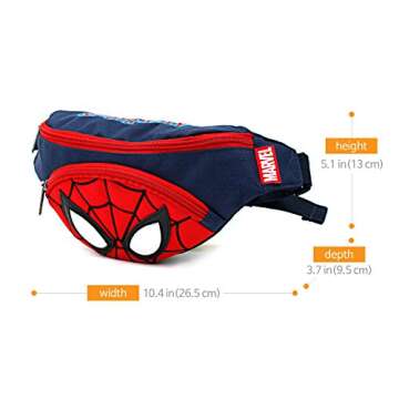 Spiderman Face Fanny Pack for Kids, Teens, and Adults - Convenient HipSack Waist Bag with Phone Pocket and Adjustable Strap Blue
