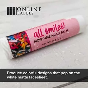 2.125 x 2.125 Waterproof Lip Balm Labels (Inkjet Printers Only) - Pack of 120 Labels, 10 Sheets - OnlineLabels