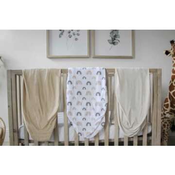 NODNAL CO. 3 Fitted Crib Sheets Rainbow & Solid Colors Set - 100% Oeko-TEX Cotton for Baby Girl/Boy ...