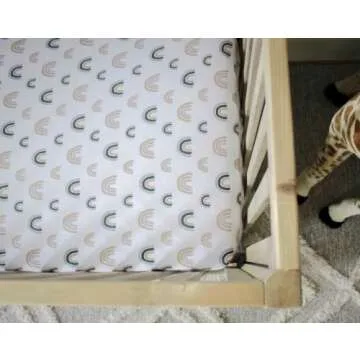 NODNAL CO. 3 Fitted Crib Sheets Rainbow & Solid Colors Set - 100% Oeko-TEX Cotton for Baby Girl/Boy Nursery Bedding - Boho Gender Neutral Watercolor Beige/Tan Set Toddler Mattress 28”x52”x9” Sheet