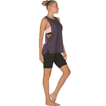 Icyzone Women's Workout Tank Tops - Running Muscle Sport Yoga Athletic Shirts (Pack of 3, S, Sweet Pea/Lake Blue/Plum Purple)