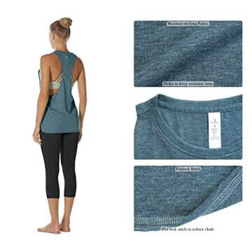 Icyzone Women's Workout Tank Tops - Running Muscle Sport Yoga Athletic Shirts (Pack of 3, S, Sweet Pea/Lake Blue/Plum Purple)