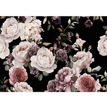 BHICKP-Wall Mural Wallpaper for Bedroom Living Room Purple Flower Wallpaper Rose Mural Wallpaper (155"x 103")