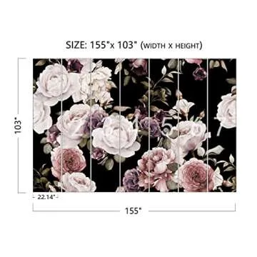 BHICKP-Wall Mural Wallpaper for Bedroom Living Room Purple Flower Wallpaper Rose Mural Wallpaper (155"x 103")
