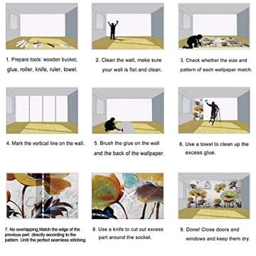 BHICKP-Wall Mural Wallpaper for Bedroom Living Room Purple Flower Wallpaper Rose Mural Wallpaper (155"x 103")