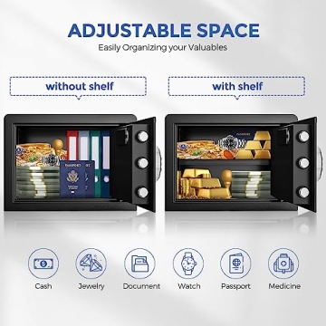 WASJOYE Safe Box with Digital Keypad for Home and Office