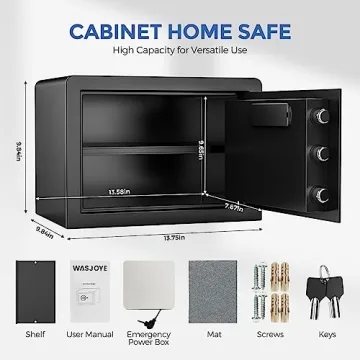 WASJOYE Safe Box with Digital Keypad for Home and Office
