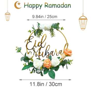Eid Ramadan Mubarak Wreaths for Front Door - Stylish Decorations for Eid Celebrations
