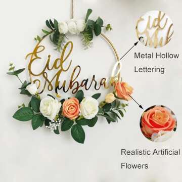 Elegant Eid Ramadan Mubarak Wreath for Home Decor