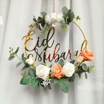 Elegant Eid Ramadan Mubarak Wreath for Home Decor