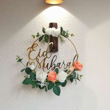Elegant Eid Ramadan Mubarak Wreath for Home Decor