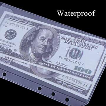 Antner 12PCS A6 Binder Pockets No Zipper Cash Envelopes for A6 6-Ring Binder, 6-Hole Zipless Binder Pouches Money Folder Organizer Budget Envelopes Loose Leaf Inserts Bags for Cash Stuffing Binder