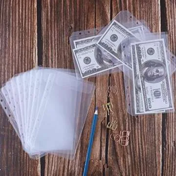 Antner 12PCS A6 Binder Pockets No Zipper Cash Envelopes for A6 6-Ring Binder, 6-Hole Zipless Binder Pouches Money Folder Organizer Budget Envelopes Loose Leaf Inserts Bags for Cash Stuffing Binder