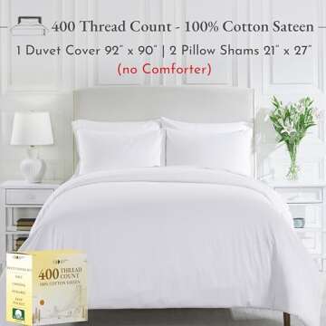 California Design Den Luxurious 3-Pc Queen Duvet Cover Set in Cotton Sateen