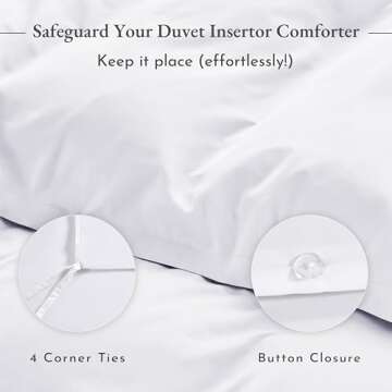 California Design Den Queen Duvet Cover Set - White Cotton Sateen