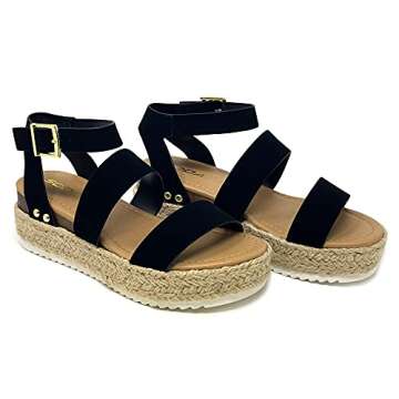 Soda Clip Womens Casual Espadrilles Trim Flatform Studded Wedge - Ideal Summer Footwear!