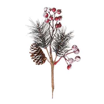 Crafare12-16 Inch Large Artificial Christmas Tree Picks 12 Styles Assorted Holly Picks Stems with Pi...