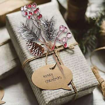 Crafare12-16 Inch Large Artificial Christmas Tree Picks 12 Styles Assorted Holly Picks Stems with Pinecones Leaves for Xmas Tree Filler Floral Arrangement Winter Holiday Season Décor