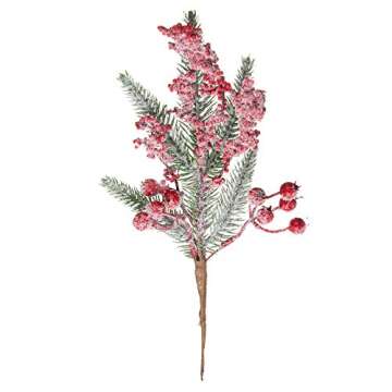 Crafare12-16 Inch Large Artificial Christmas Tree Picks 12 Styles Assorted Holly Picks Stems with Pinecones Leaves for Xmas Tree Filler Floral Arrangement Winter Holiday Season Décor