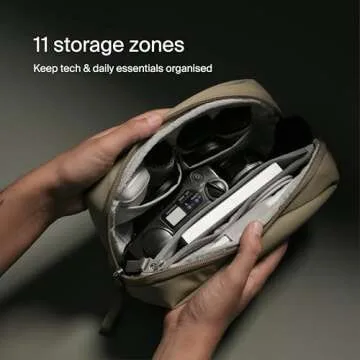 Urth Zeolite Tech Organiser - Water Resistant, Recycled Electronics Travel Case, Cable Organiser Bag for Cords, Charger, Phone, Camera Accessories in Beige