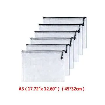 Oaimyy-A3(12.5"x 17.5"), Mesh Zipper Pouch Document Folders Bag Plastic Zip File Folders for School ...