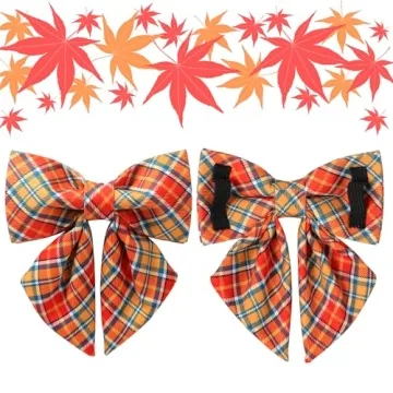 UP URARA PUP Autumn Dog Collar with Bow Tie Set