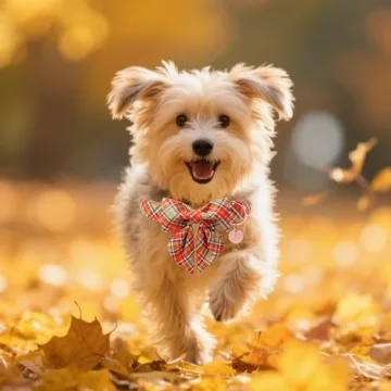 UP URARA PUP Autumn Dog Collar with Bow Tie Set