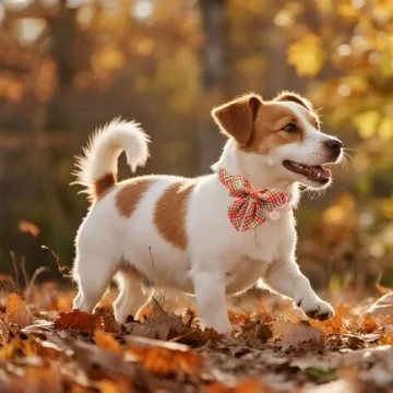 UP URARA PUP Autumn Dog Collar with Bow Tie Set
