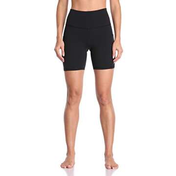 Colorfulkoala Women's High Waisted Biker Shorts with Pockets 6" Inseam Workout & Yoga Tights (XS, Black)