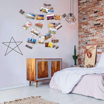 Emfogo Collage Picture Frames Hanging Photo Display Rustic Wood Photo Frame Collage with 30 Wood Clips Wall Art Decoration,for Office Teenager girls Room Dorm Bedroom