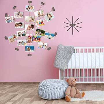 Emfogo Collage Picture Frames Hanging Photo Display Rustic Wood Photo Frame Collage with 30 Wood Clips Wall Art Decoration,for Office Teenager girls Room Dorm Bedroom