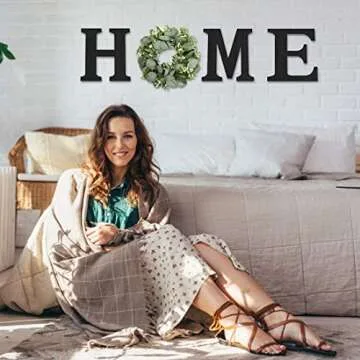 Stylish Wood Home Sign with Eucalyptus Wreath Decor