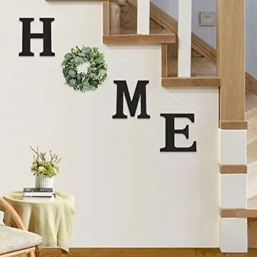 Stylish Wood Home Sign with Eucalyptus Wreath Decor