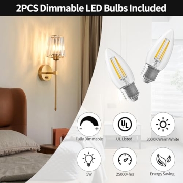 Elegant Crystal Wall Sconces Set with Dimmable Feature