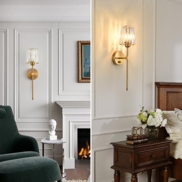 Elegant Crystal Wall Sconces Set with Dimmable Feature