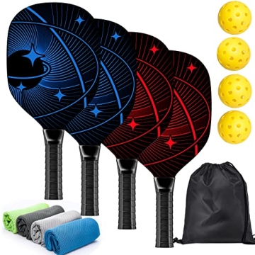 Exciting Pickleball Set with 4 Premium Paddles, Balls, Towels & Carry Bag for Enjoyable Play