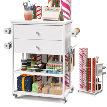 Yumkfoi Wrapping Paper Storage Cart for Easy Organizing