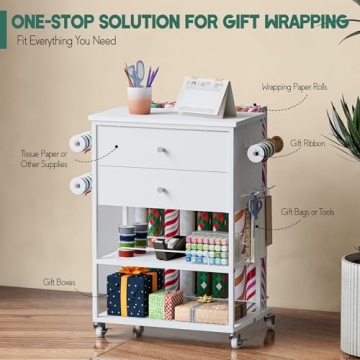 Yumkfoi Wrapping Paper Storage Cart for Easy Organizing