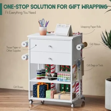 Yumkfoi Wrapping Paper Storage Cart for Easy Organizing