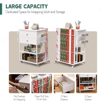 Yumkfoi Wrapping Paper Storage Cart for Easy Organizing