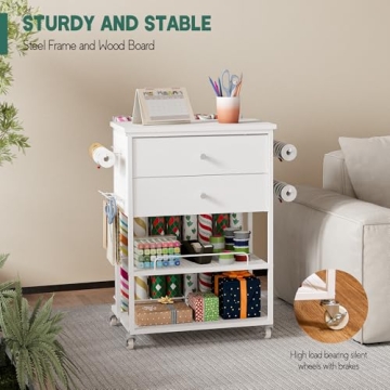 Yumkfoi Wrapping Paper Storage Cart for Easy Organizing