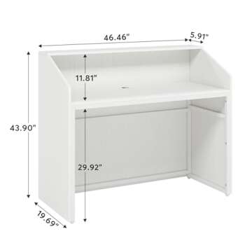 Tribesigns Reception Desk with Counter - Modern, Stylish White Desk