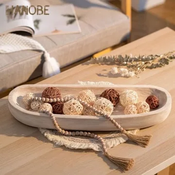 Hand-Carved Rustic Wood Dough Bowl for Home Decor