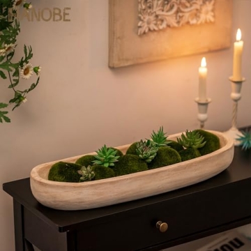 Hand-Carved Rustic Wood Dough Bowl for Home Decor