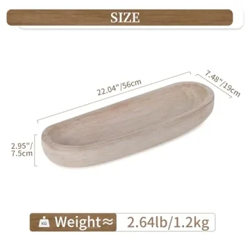 Hand-Carved Rustic Wood Dough Bowl for Home Decor