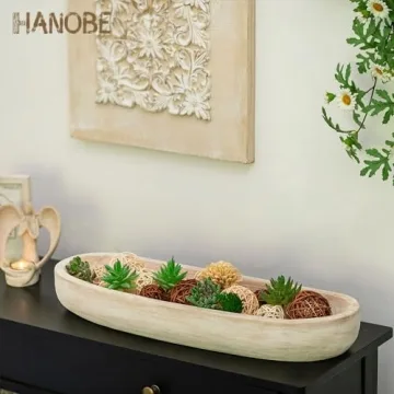 Hand-Carved Rustic Wood Dough Bowl for Home Decor